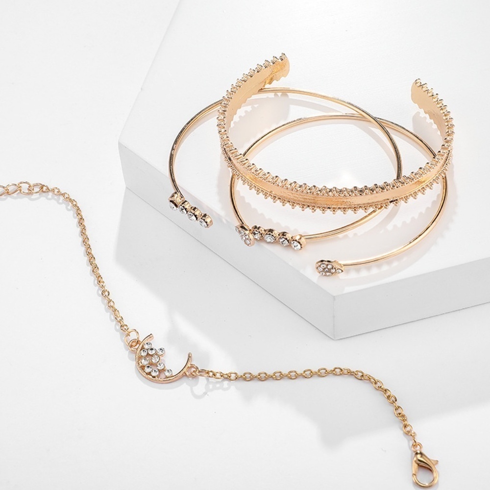 *AXELLE* 4-Pc Gold x Rhinestone Bracelet Set - Picture 8 of 13